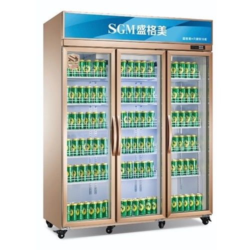 780W Upright Showcase Cooler Five Layers Glass 3 Door Display Refrigerator